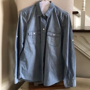 J Crew proper fit button down denim shirt.